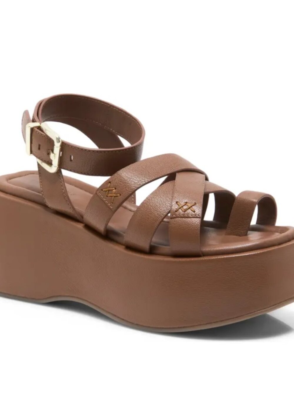NEW Free People Hazel Platform Sandals Latte Leather Strappy Ankle Strap Size 11